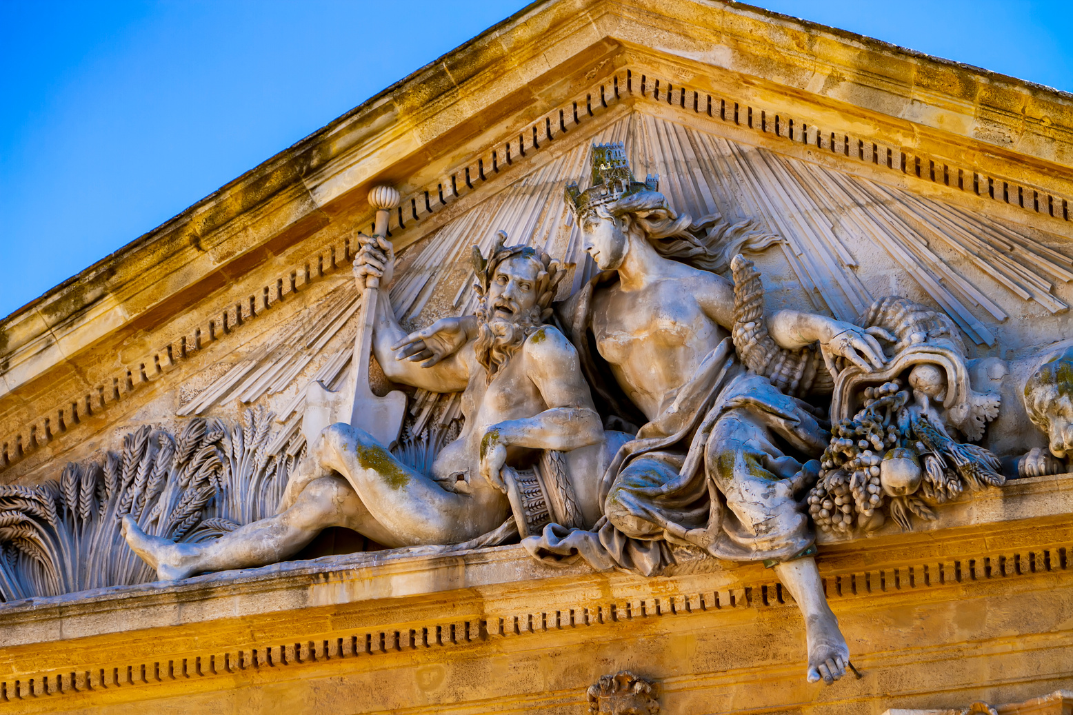 Detail fom Corn Exchange Hall building at Place de l'Hotel de ville in Aix-en-Provence, France